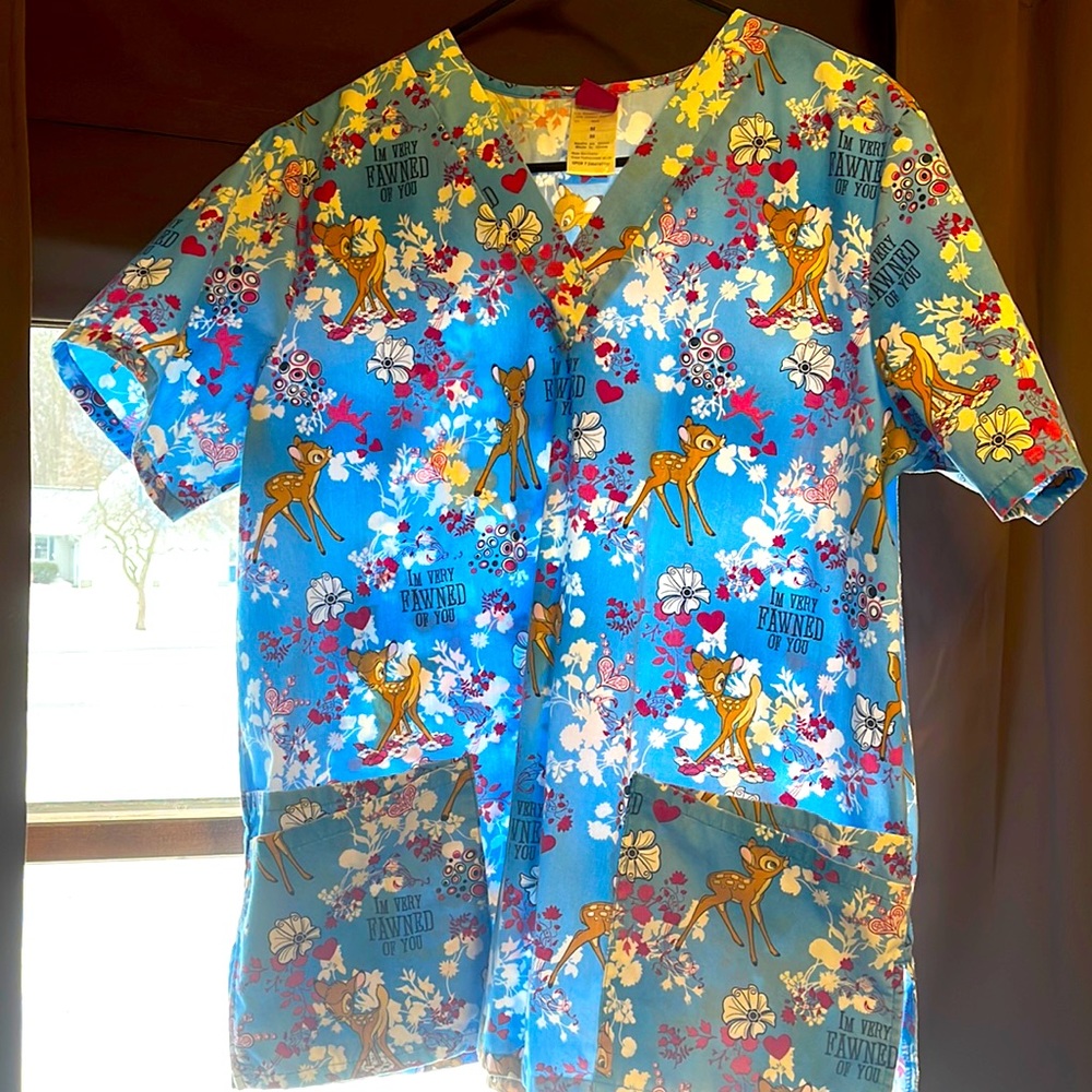 Disney “I’m Very Fawned of You” scrub top